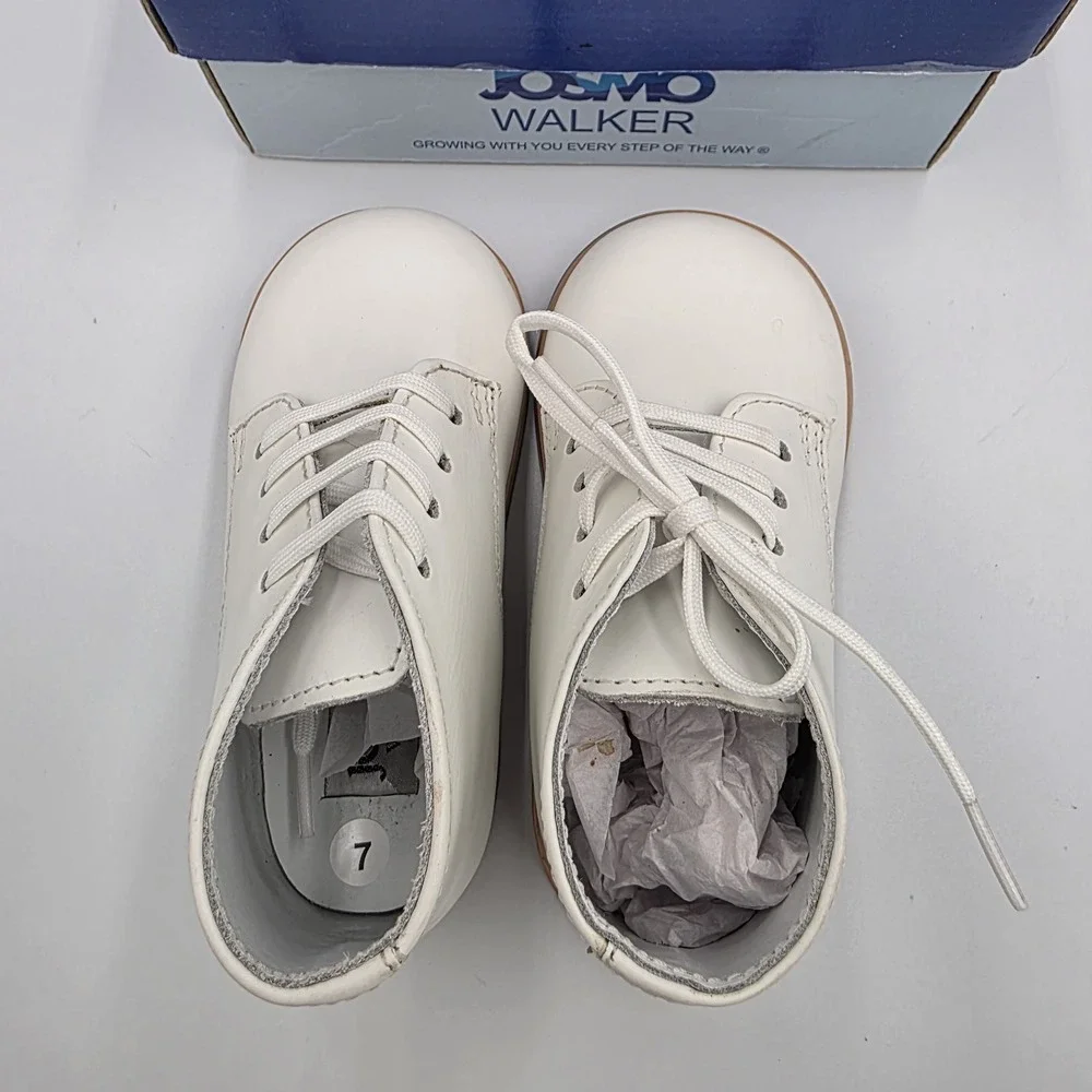 Josmo Infant Kids Boy-Girl First Walking Shoes Leather Boots 8190‎ White 7